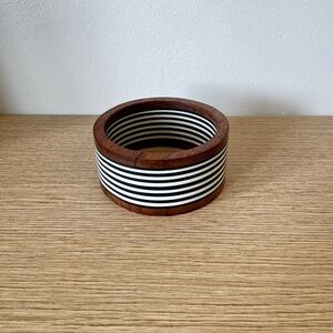 Striped Navy & White Wooden Bracelet